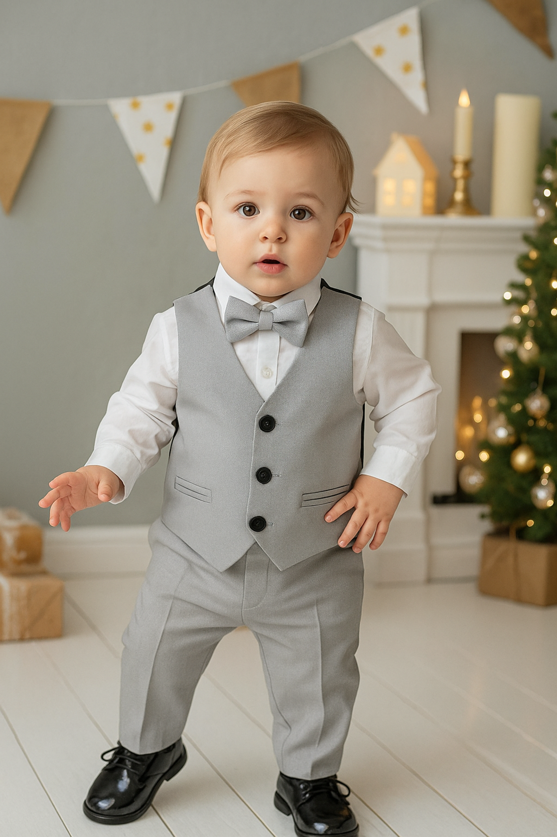 Елегантен костюм за бебе момче с папийонка