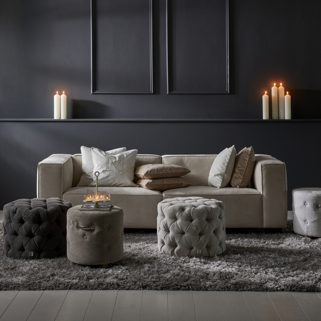 Табуретка Opera Antique White 55см, наситен туид,антично бяло