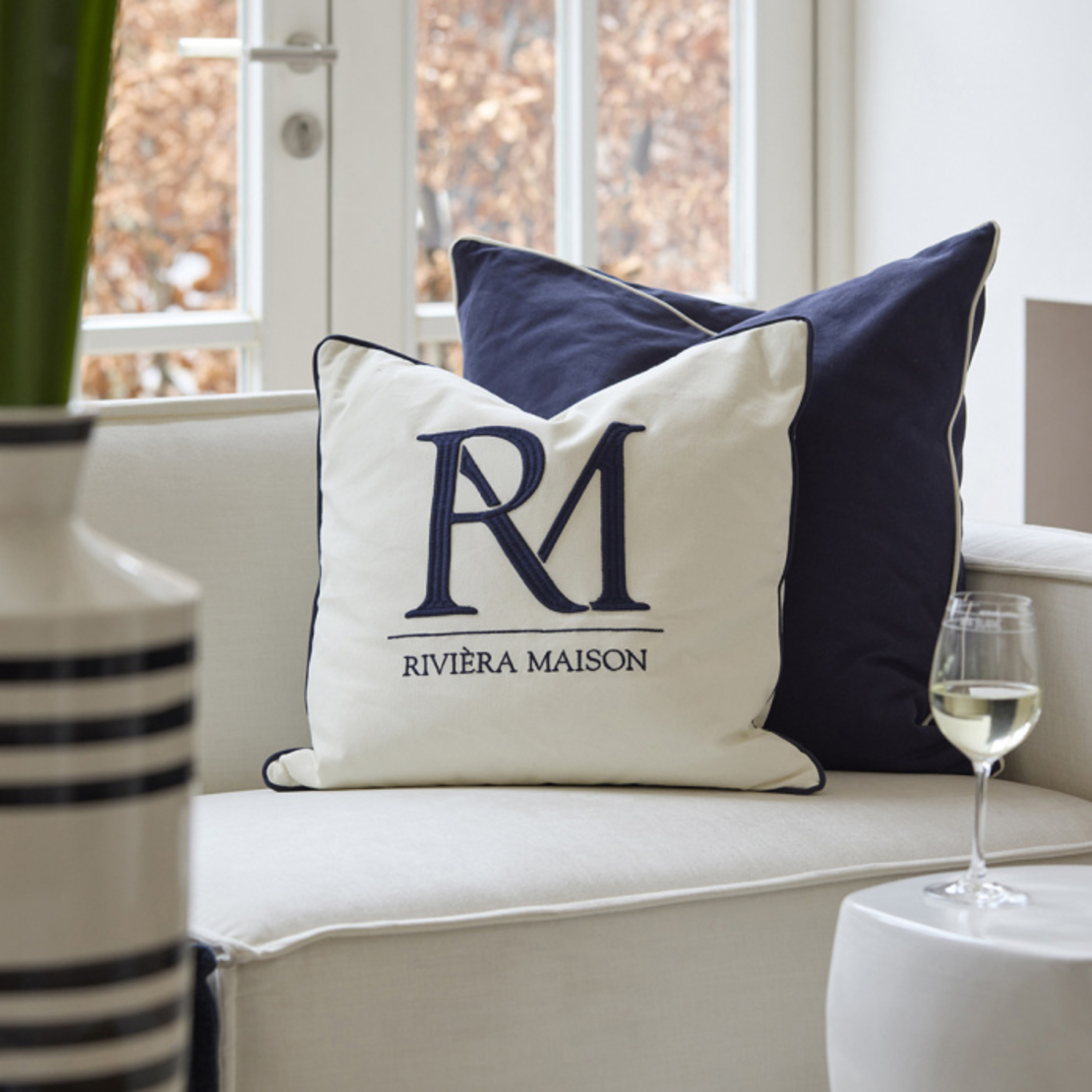Възглавница RM Monogram,синя,60см/60см