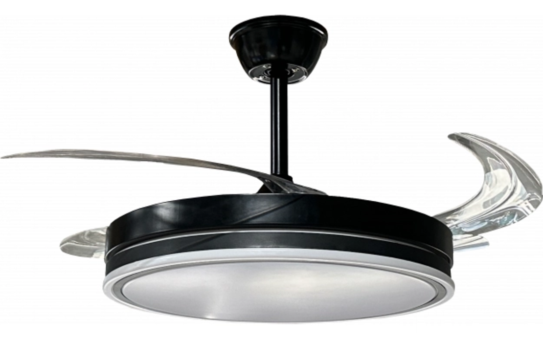 LED Осветително тяло с вентилатор 36W, 3CCT, Черно – С дистанционно управление