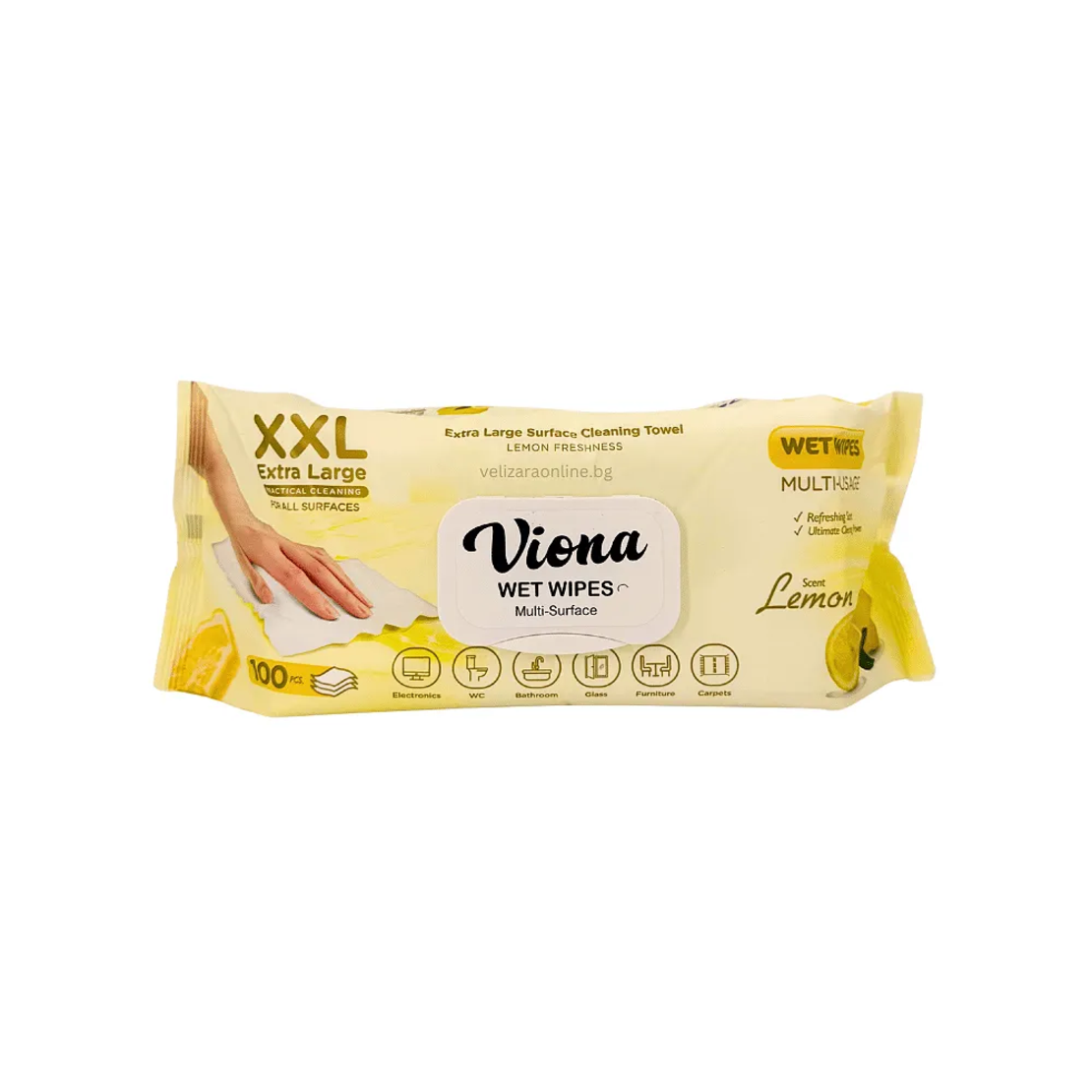 Универсални мокри кърпи с капак ВИОНА , Lemon 100бр.