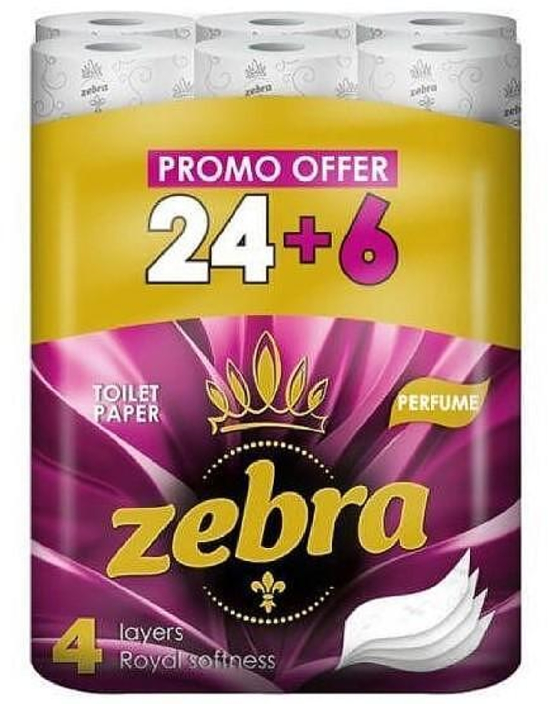 Тоалетна хартия ZEBRA Perfume 100% цел. 4 пл. 30 бр.