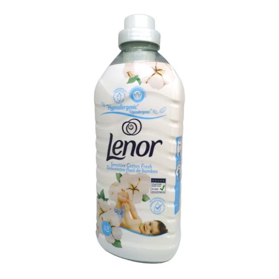LENOR омекотител за пране, 1200мл, 48 пранета, Sensitive cotton fresh