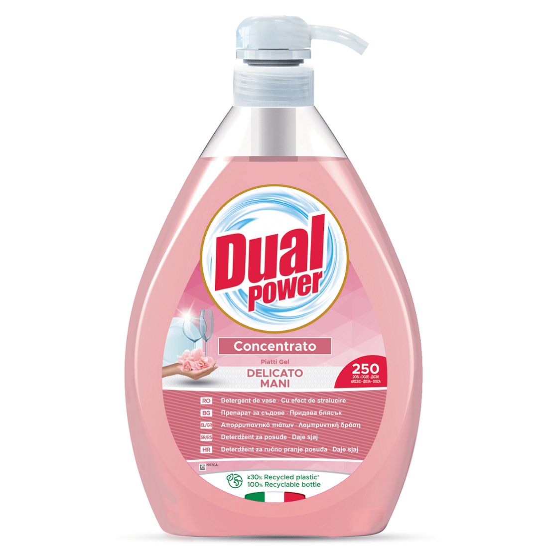 Почистващ препарат за съдове Dual Power Delicato, 1 литър