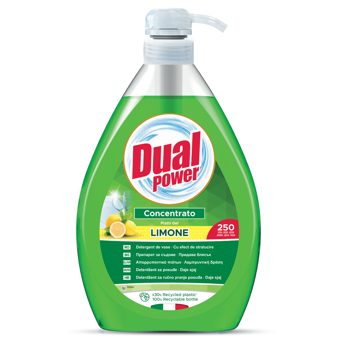 Почистващ препарат за съдове Dual Power Limone, 1 литър