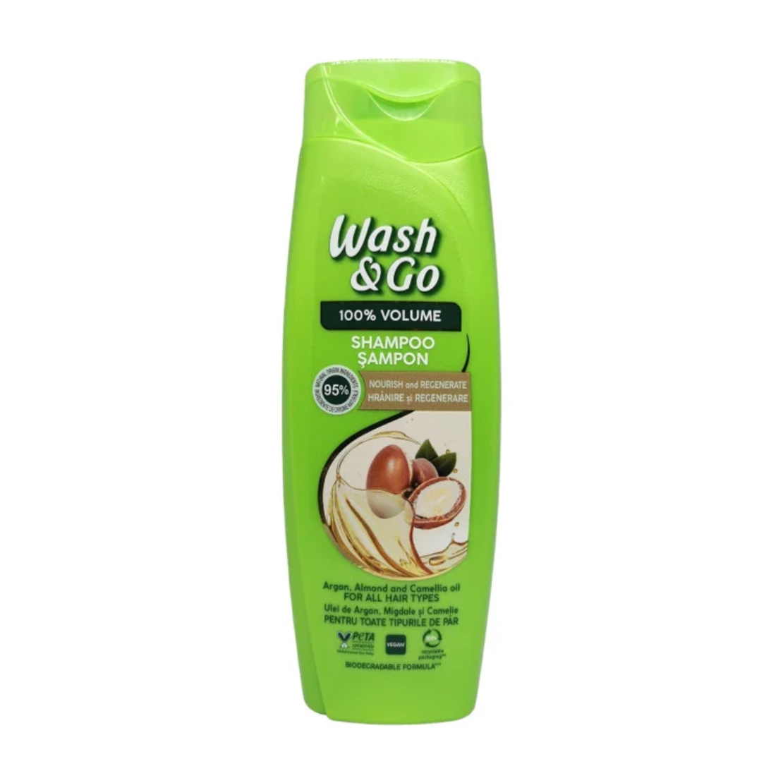 WASH&GO шампоан за коса, Argan, Almond and Camellia oil, 360мл