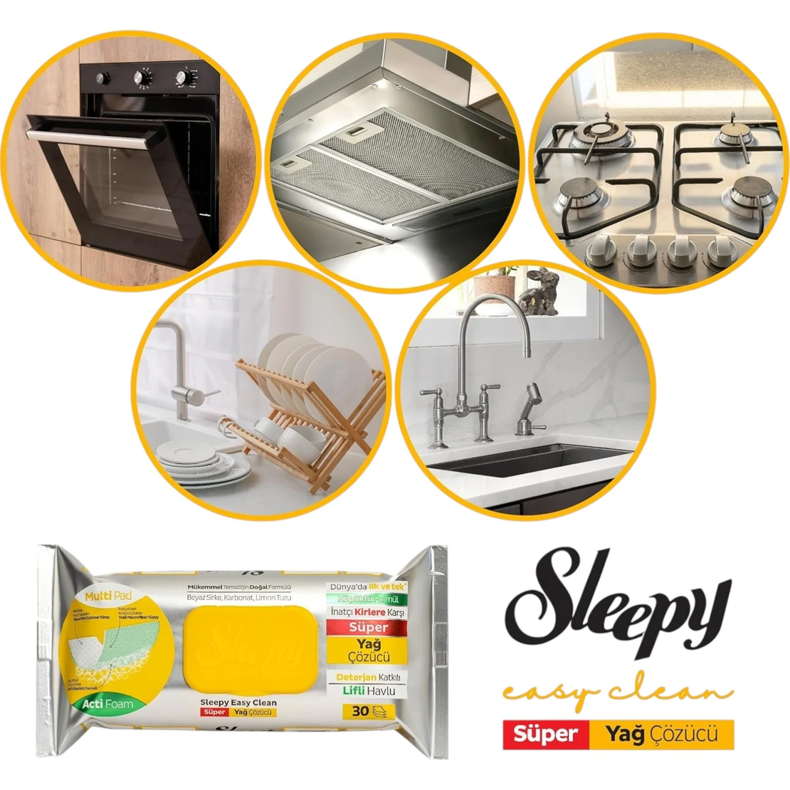 SLEEPY мокри кърпи за почистване, Кухня, 30 броя