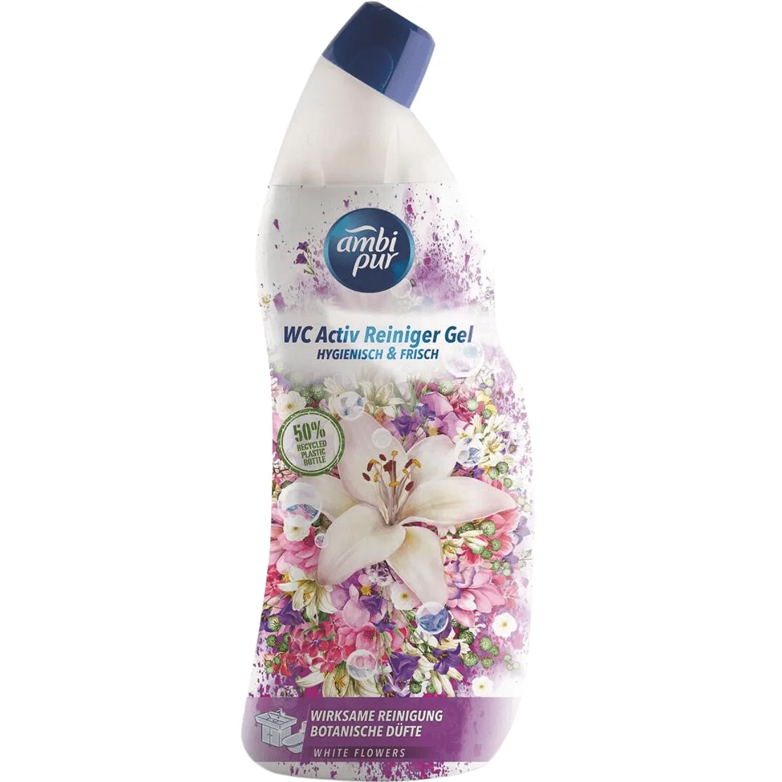 Почистващ гел Ambi Pur White Flowers за тоалетна, 750 мл