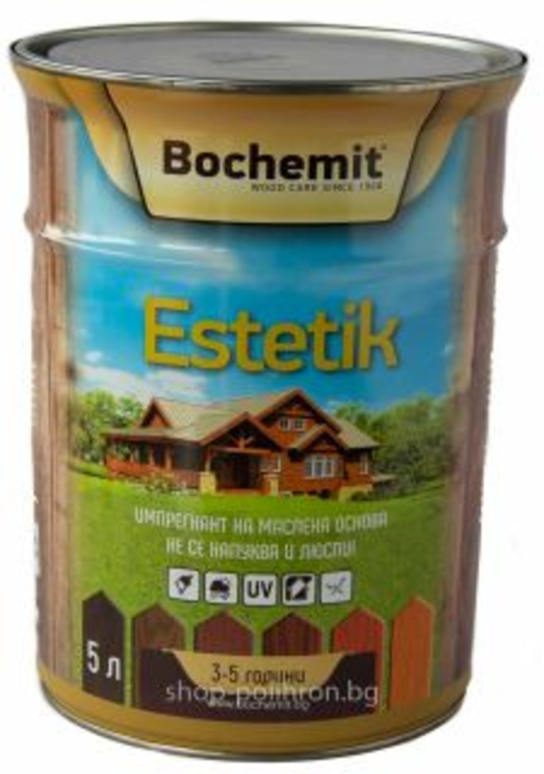 ИМПРЕГНАНТ ЗА ДЪРВО НА МАСЛЕНА ОСНОВА ЦВЯТ ОРЕХ 5 L BOCHEMIT ESTETIK