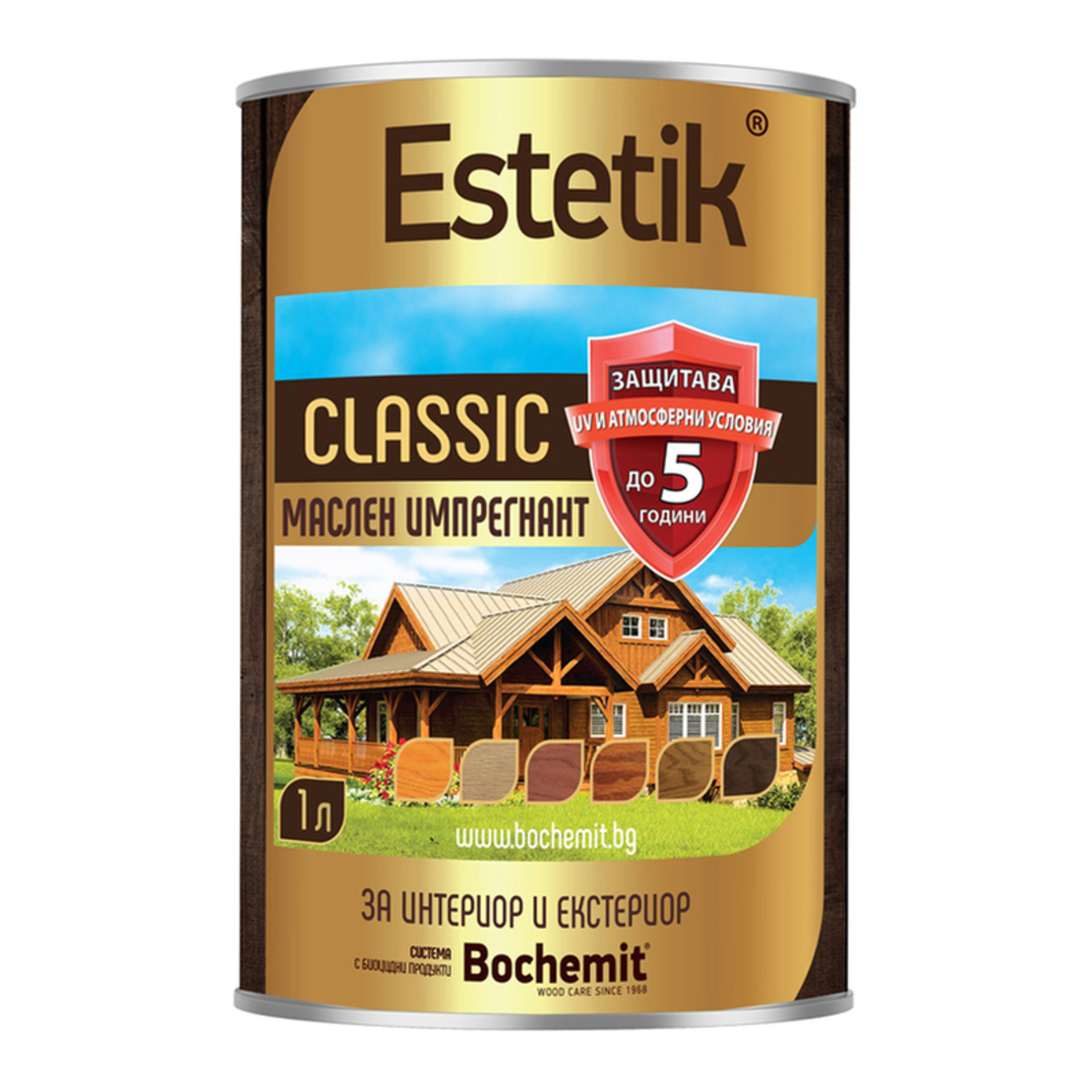ИМПРЕГНАНТ ЗА ДЪРВО НА МАСЛЕНА ОСНОВА ЦВЯТ БОР 1 L BOCHEMIT ESTETIK