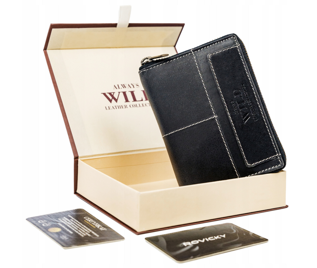 Голям, вертикален кожен портфейл с RFID - Always Wild