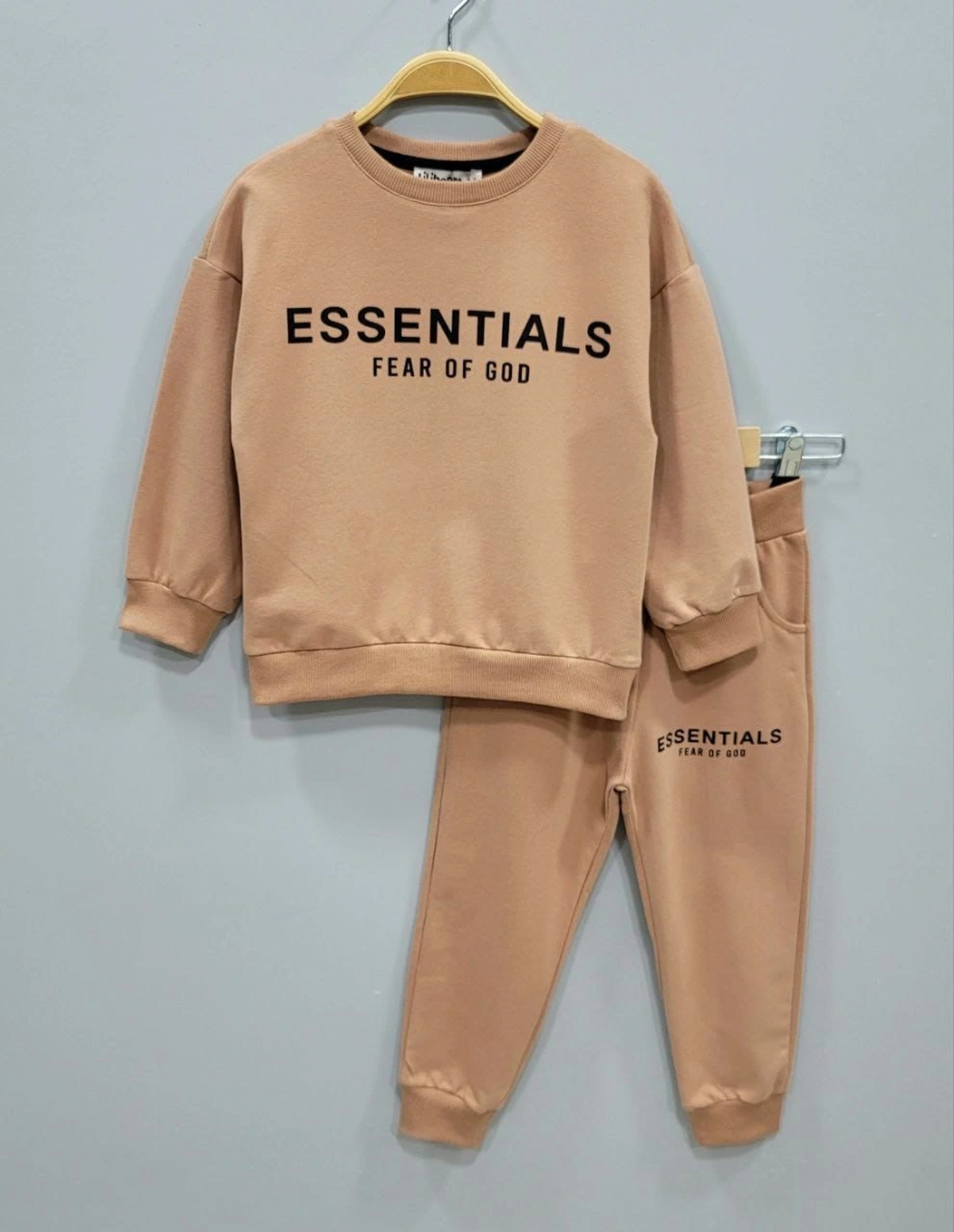 Детски памучен комплект ''Essentials'' - кафяв