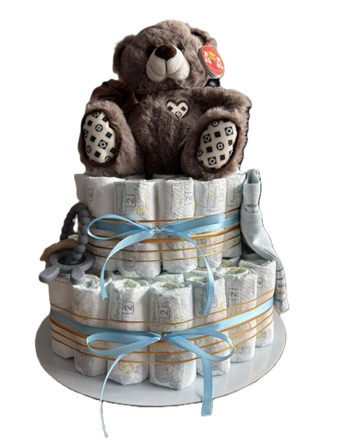 Подарък за новородено - торта от памперси - Вариант 5