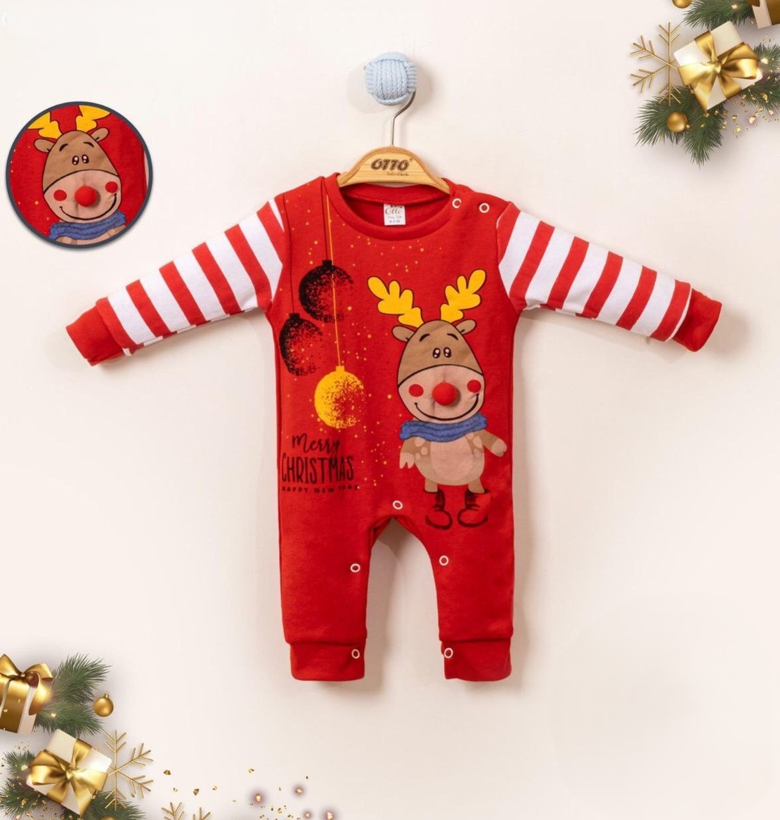 Бебешки коледен гащеризон с еленче