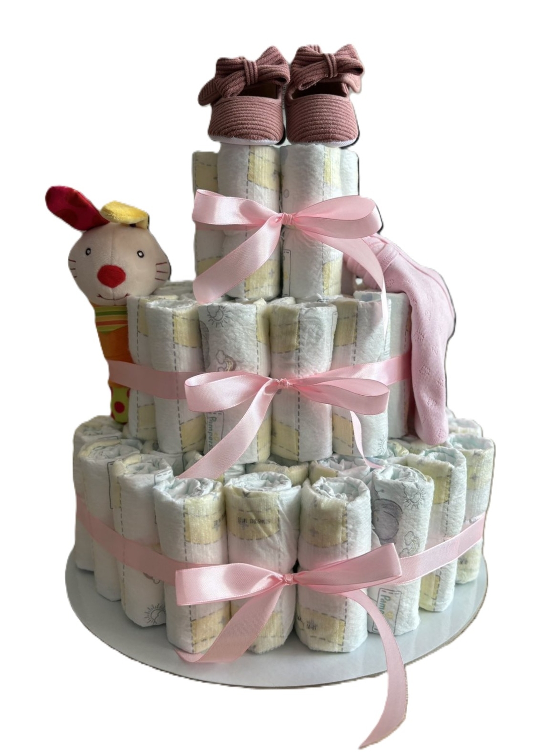 Подарък за новородено - торта от памперси - Вариант 3