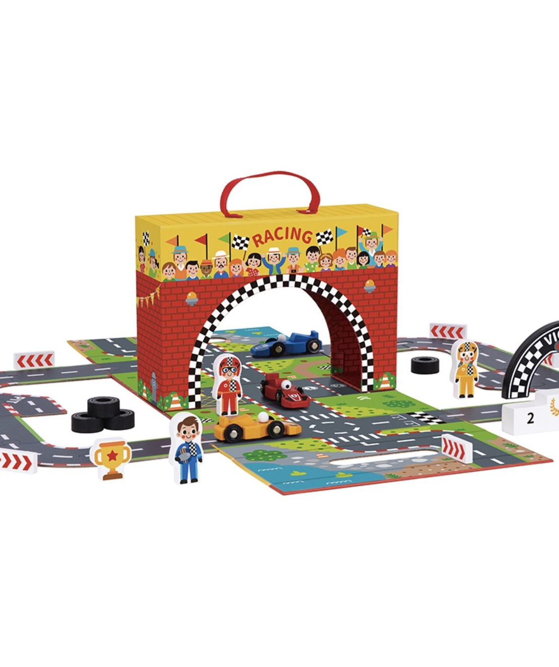 Дървена писта с колички в куфар – Racing Set