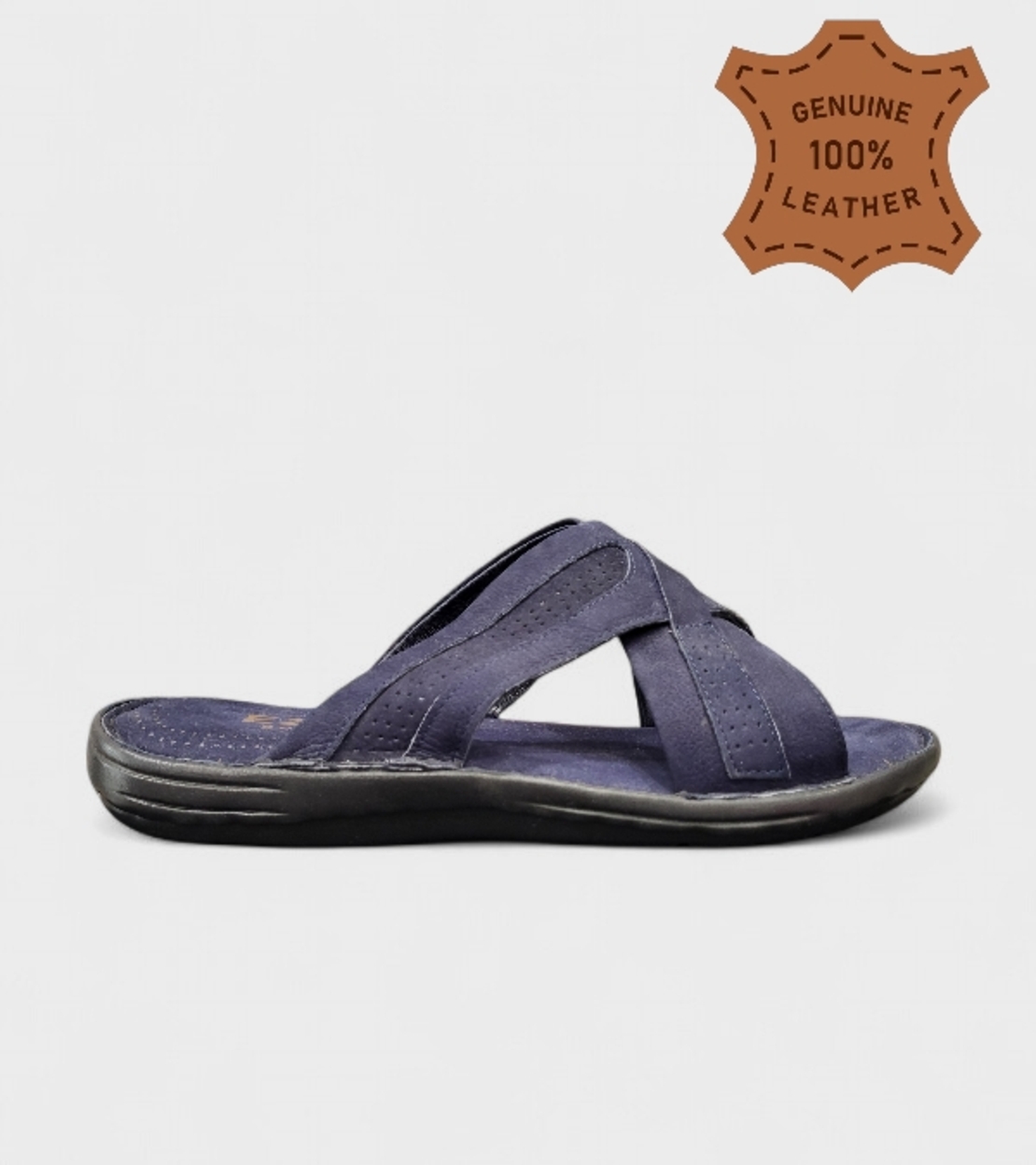 Мъжки кожени чехли в синьо 7005 blue