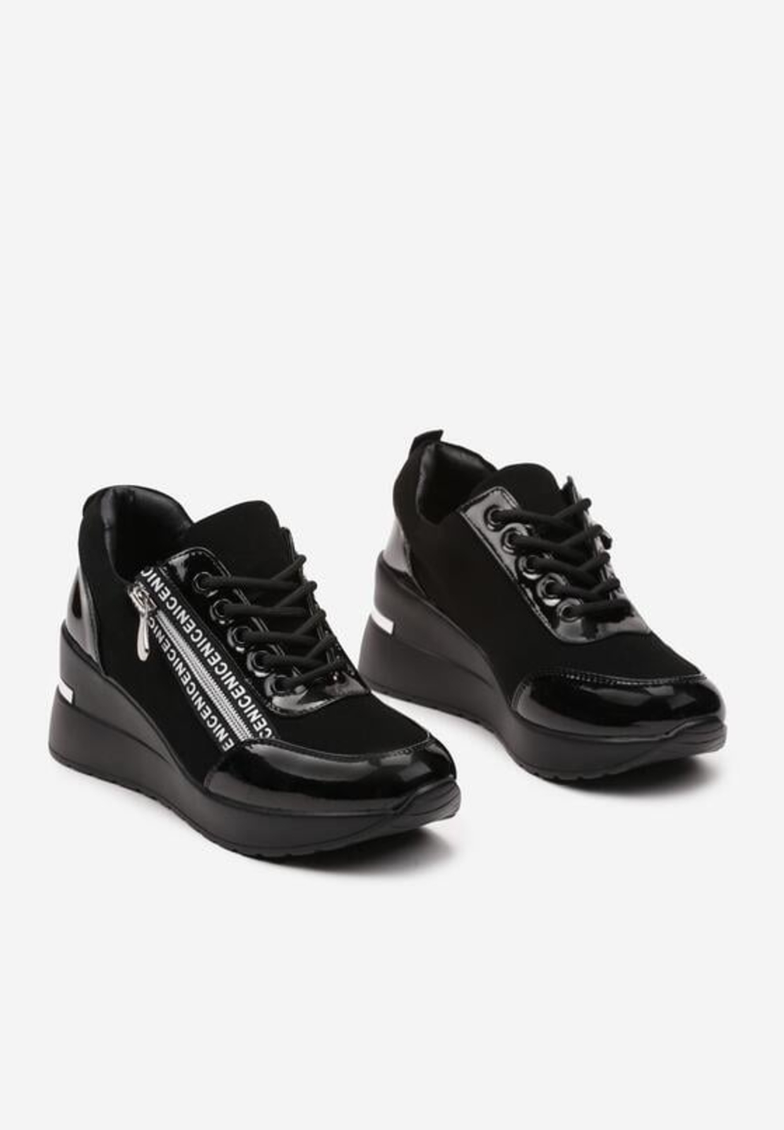 Елегантни дамски маратонки на платформа в черен цвят А4355-1 black