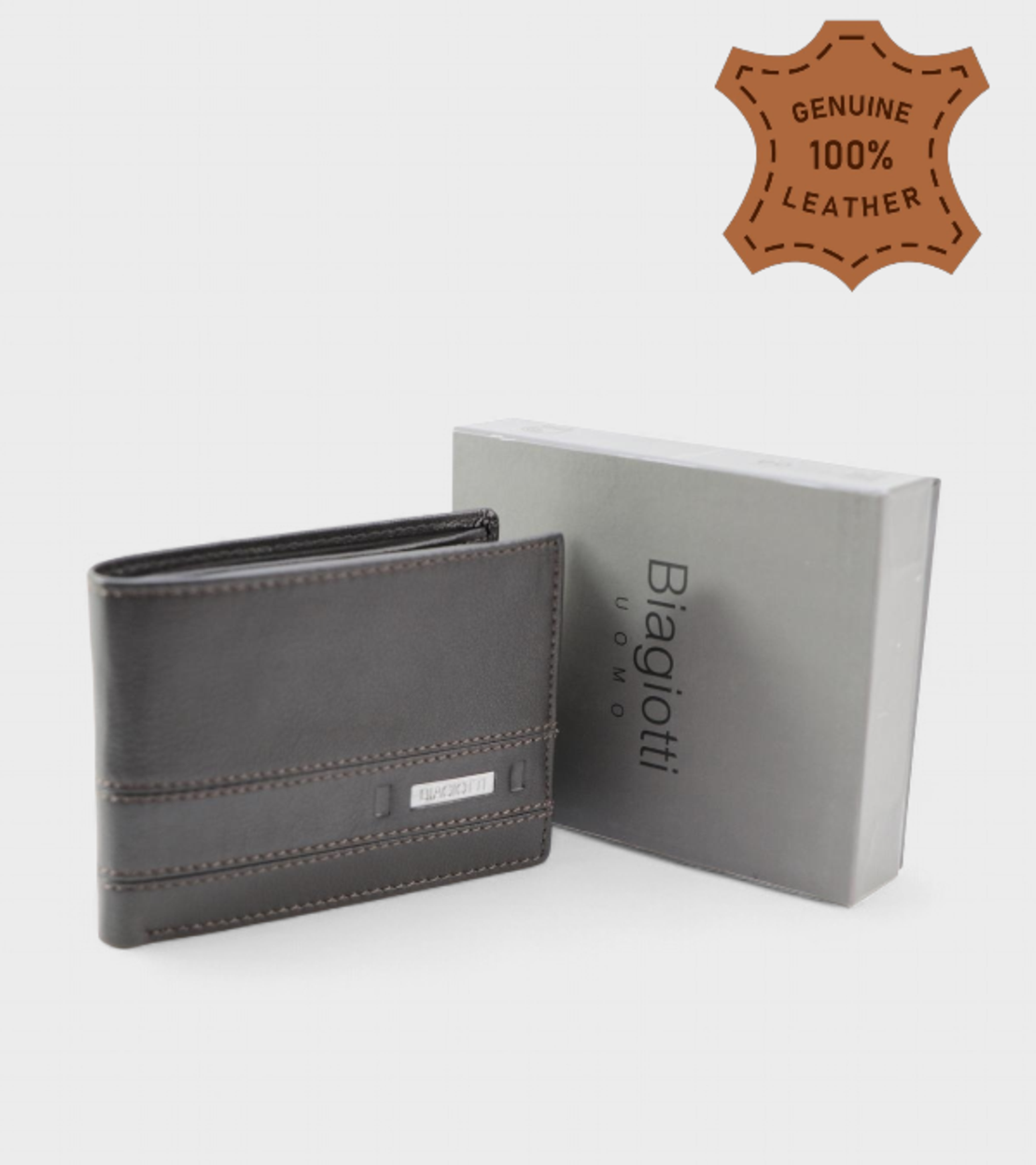 Mъжки портфейл в тъмно кафяв цвят от естествена кожа марка Biagiotti модел: LB7653-04