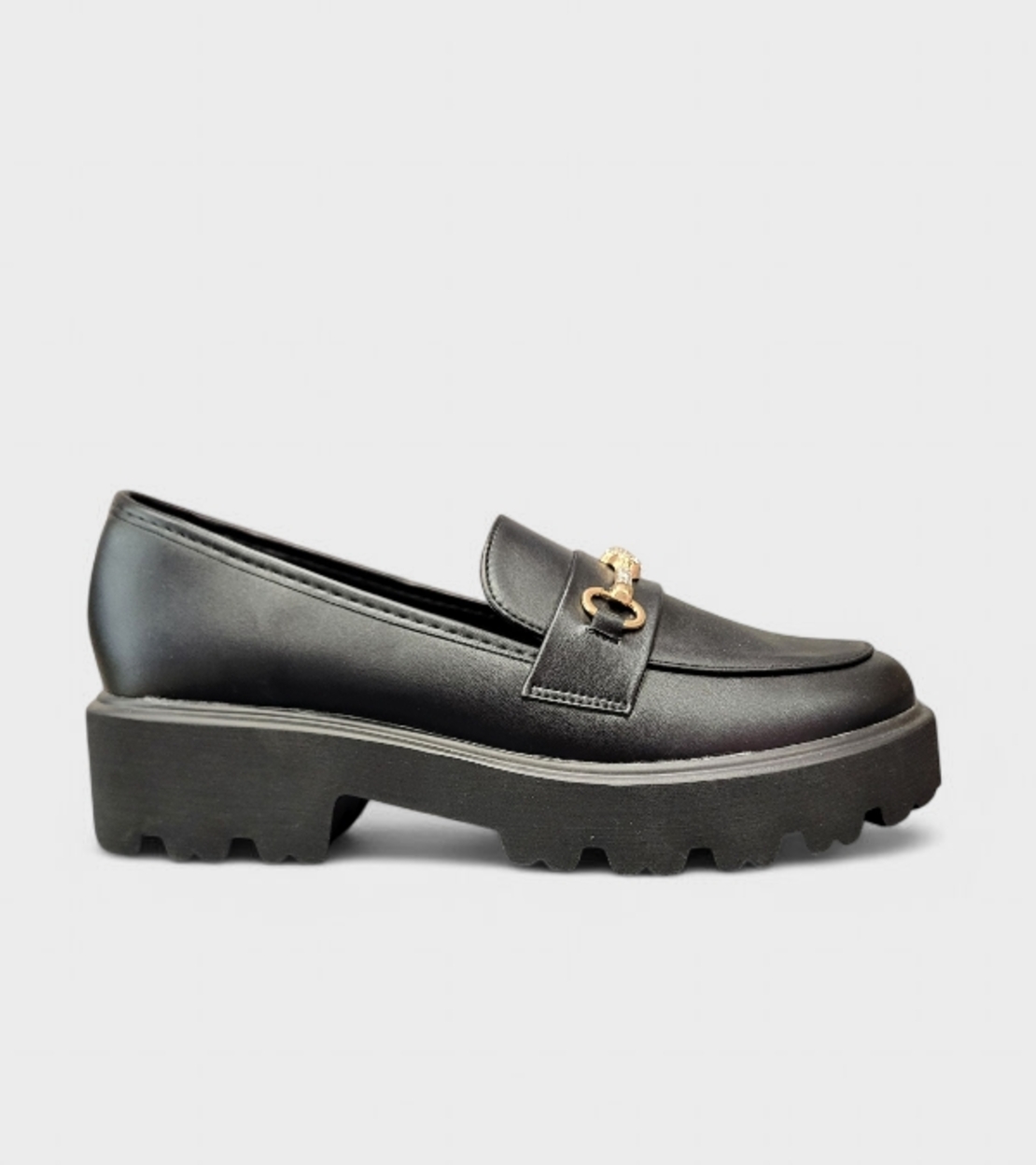 Елегантни черни мокасини с дебела подметка YDF-20A black