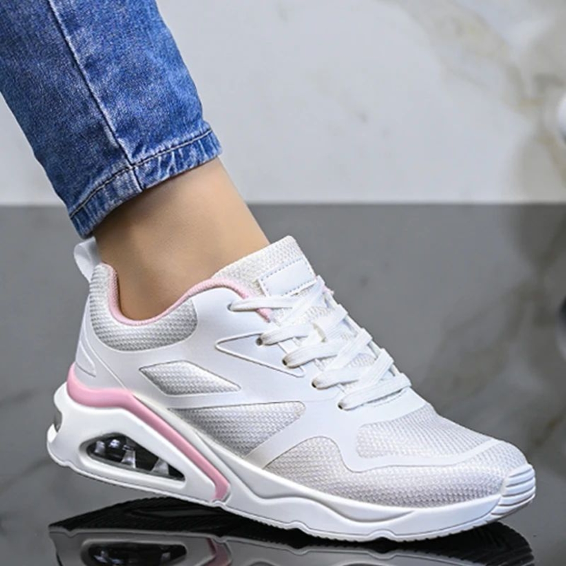 Дамски маратонки с въздушна камера в бяло и розово D9167-2 white