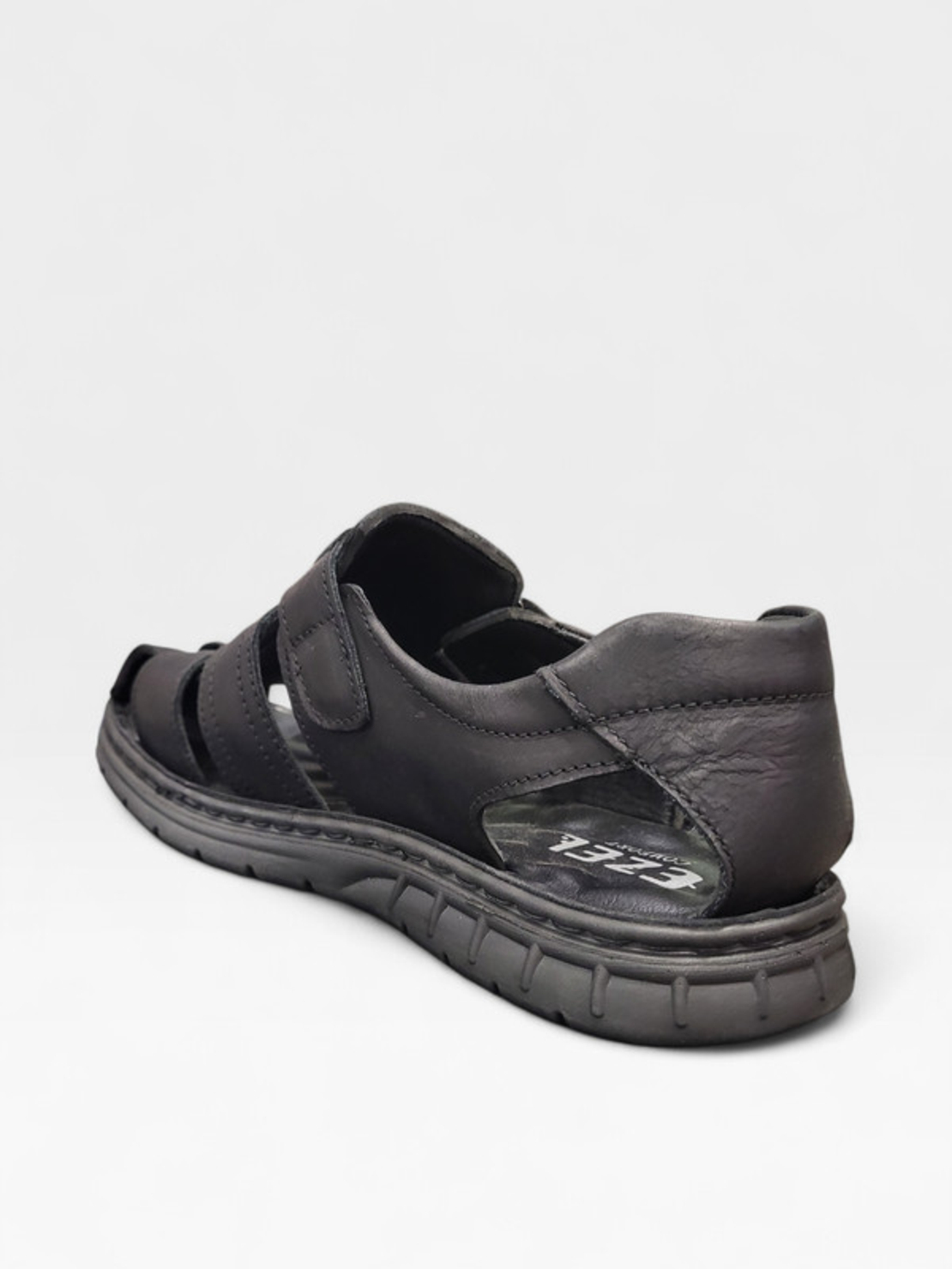 Мъжки кожени сандали с лепенки в черно S530-1 black