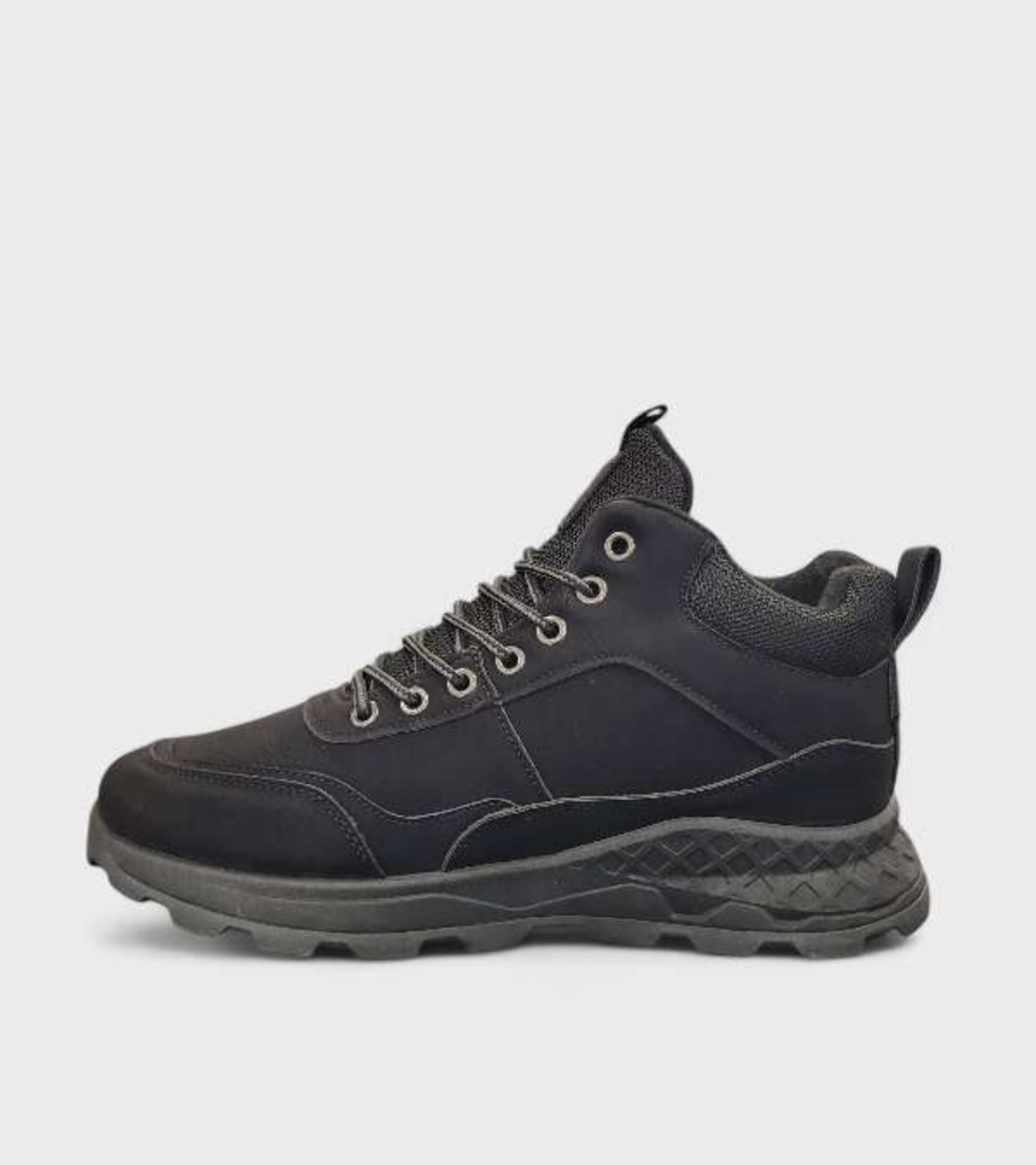 Спортни мъжки боти с връзки и цип в сив цвят M2425-1 Black