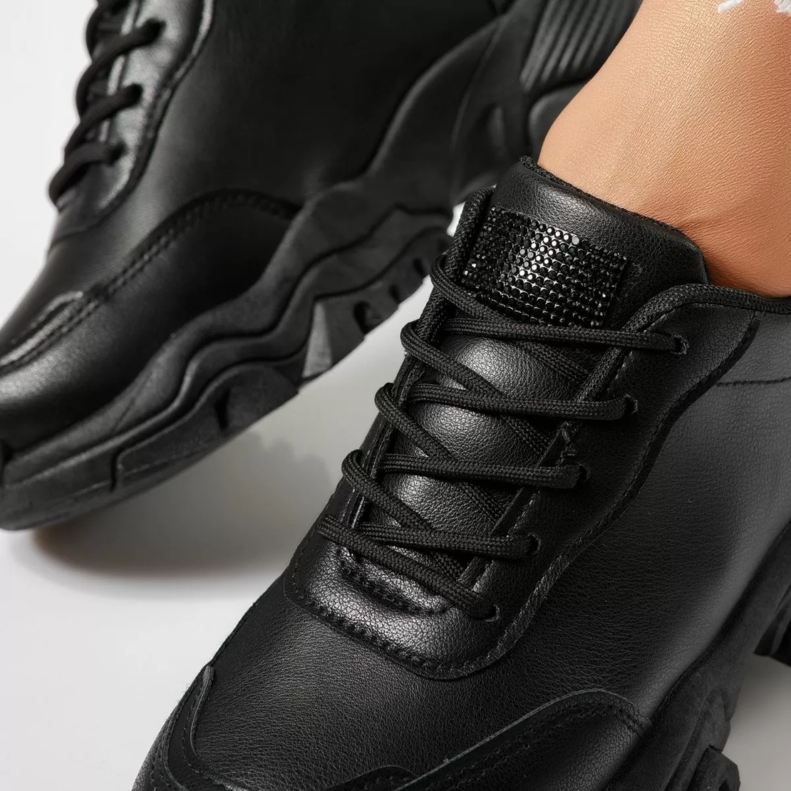 Дамски маратонки с чънки подметка в черен цвят H172 all black