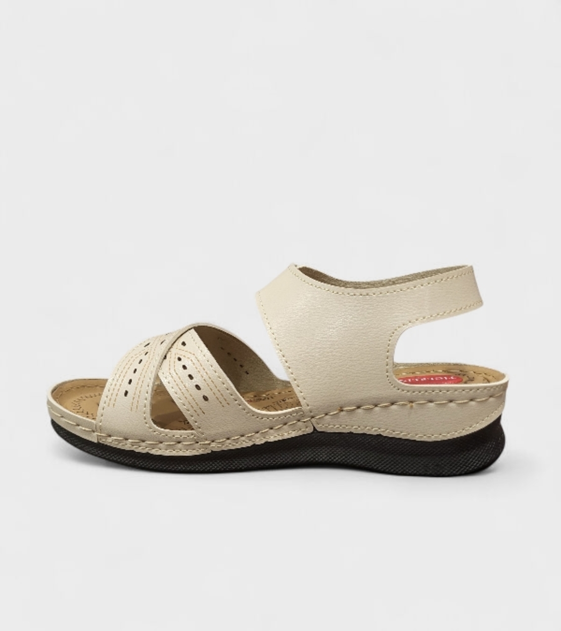 Дамски анатомични сандали в бежово с кожена стелка – Модел 712004 Beige