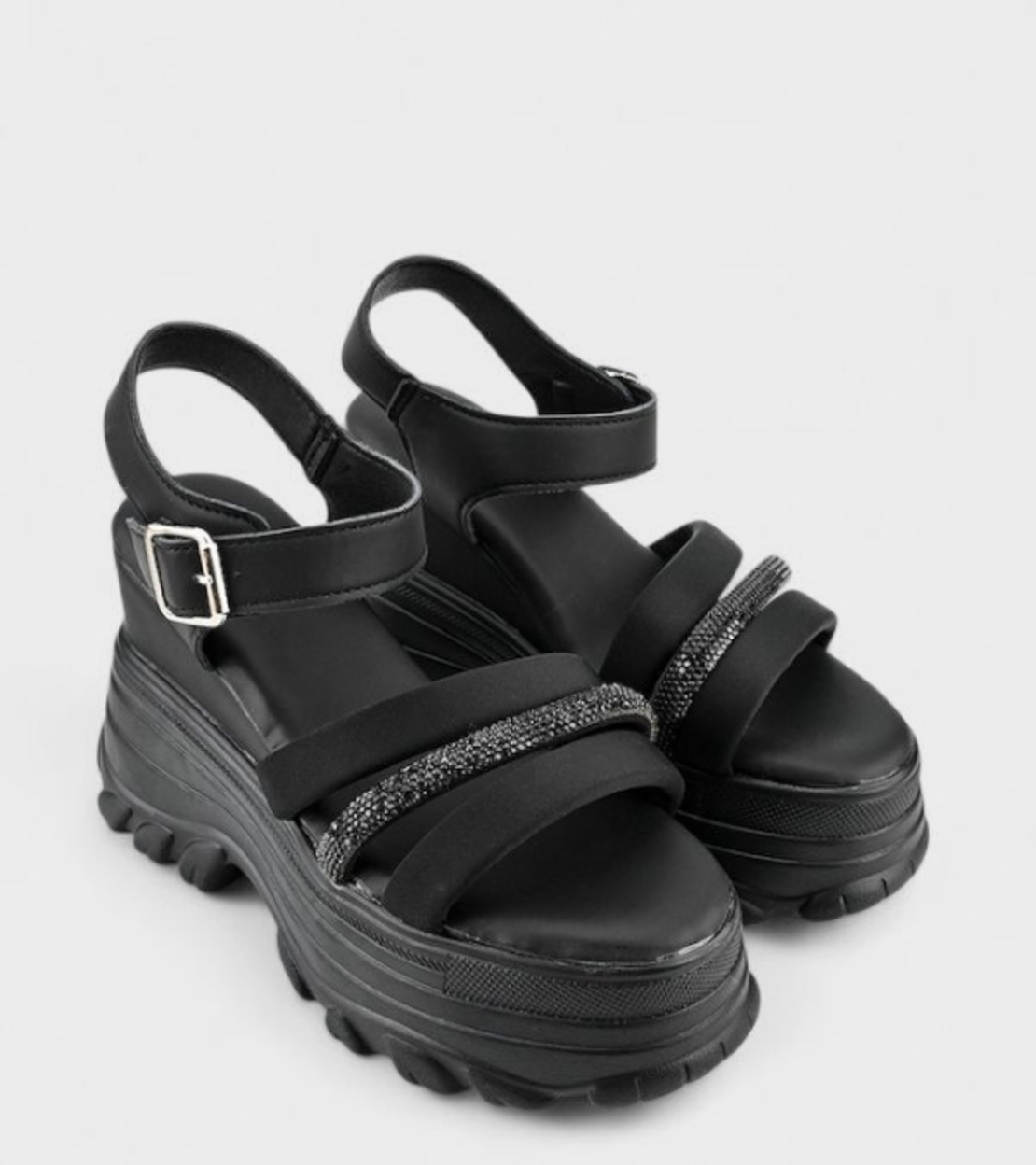 Дамски сандали на висока платформа черни 1056 black