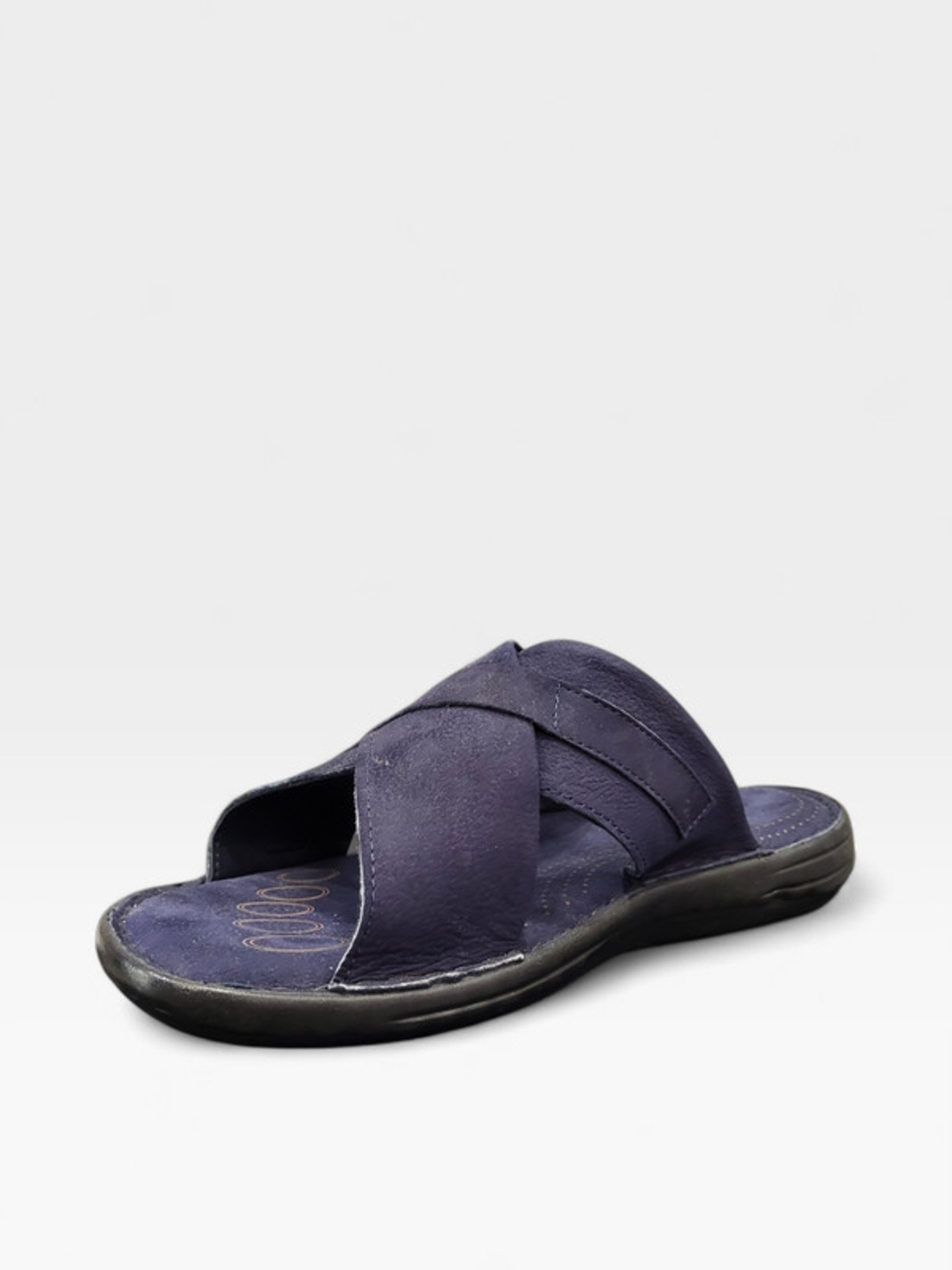 Мъжки кожени чехли в синьо 7005 blue