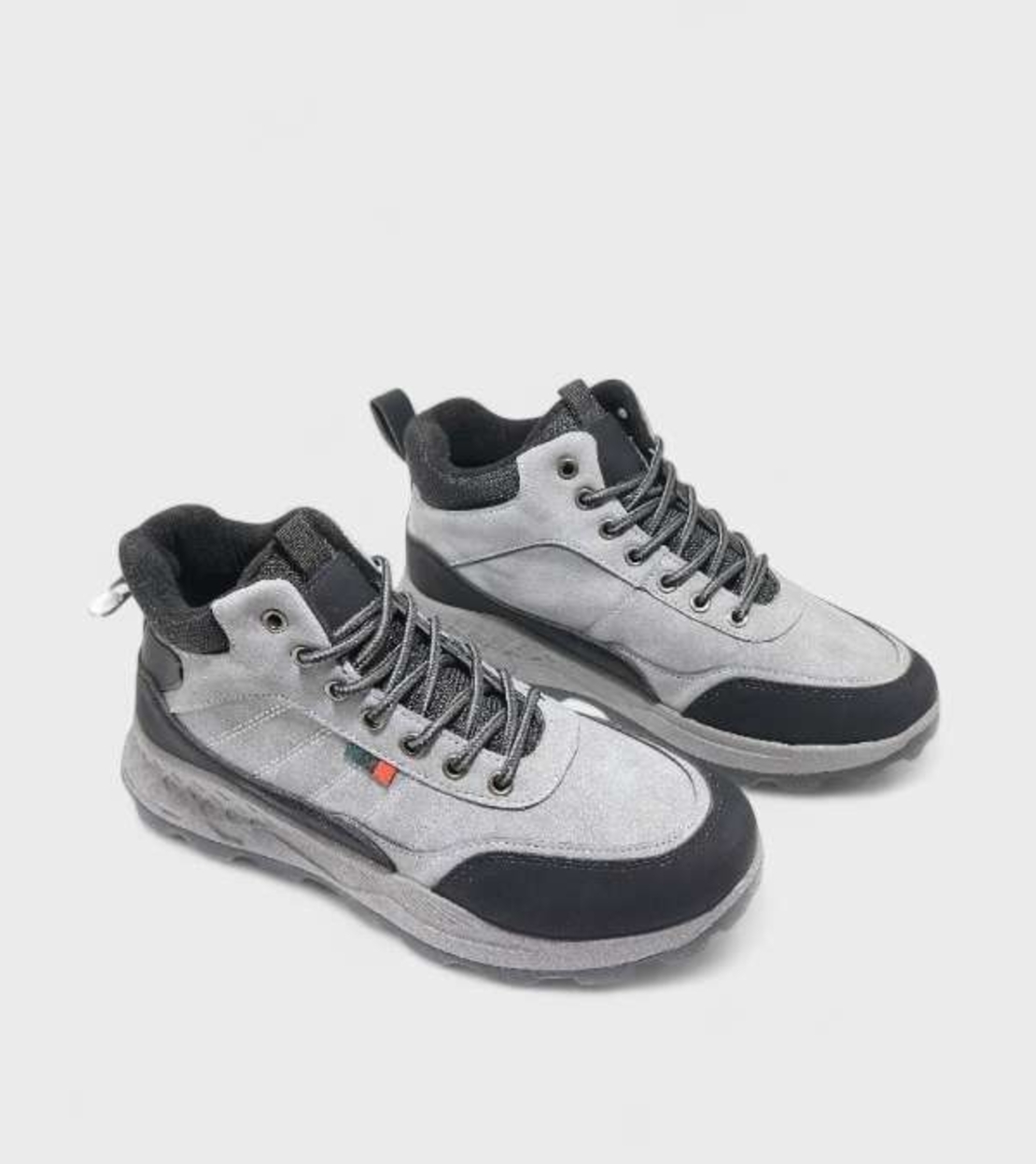 Спортни мъжки боти с връзки и цип в сив цвят M2425-2 Grey