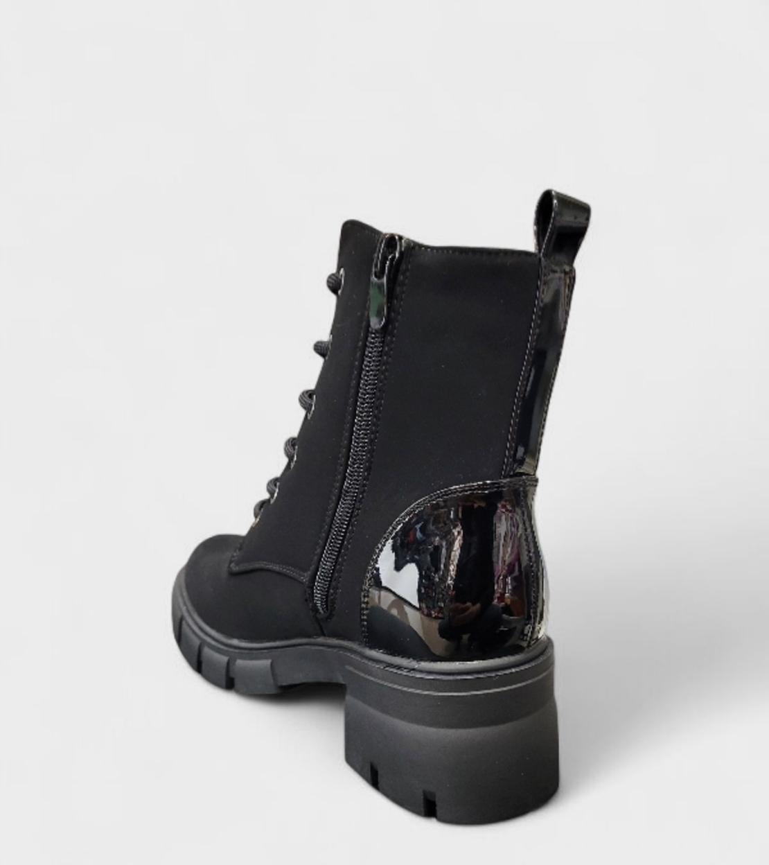 Дамски боти с връзки и цип в черно B4170-1 black