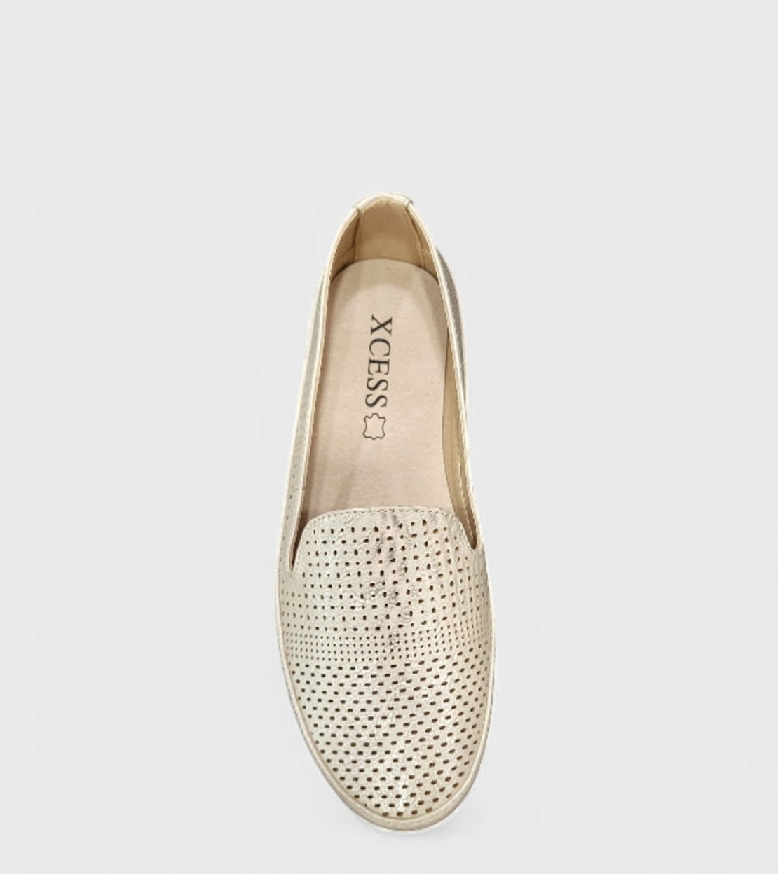 Модни дамски лоуфъри с перфорации A2373-3 beige