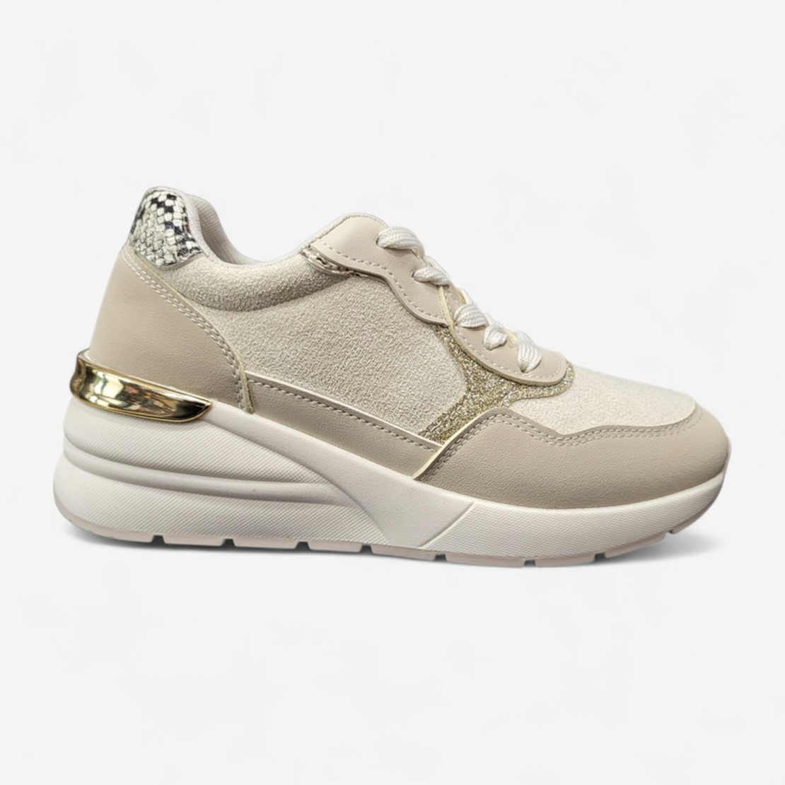 Дамски спортни обувки на платформа W014221 beige