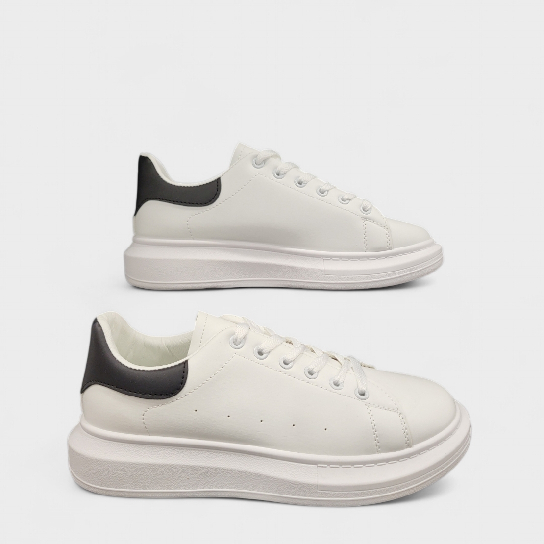 Мъжки бели кецове с равна подметка D-6 white/black