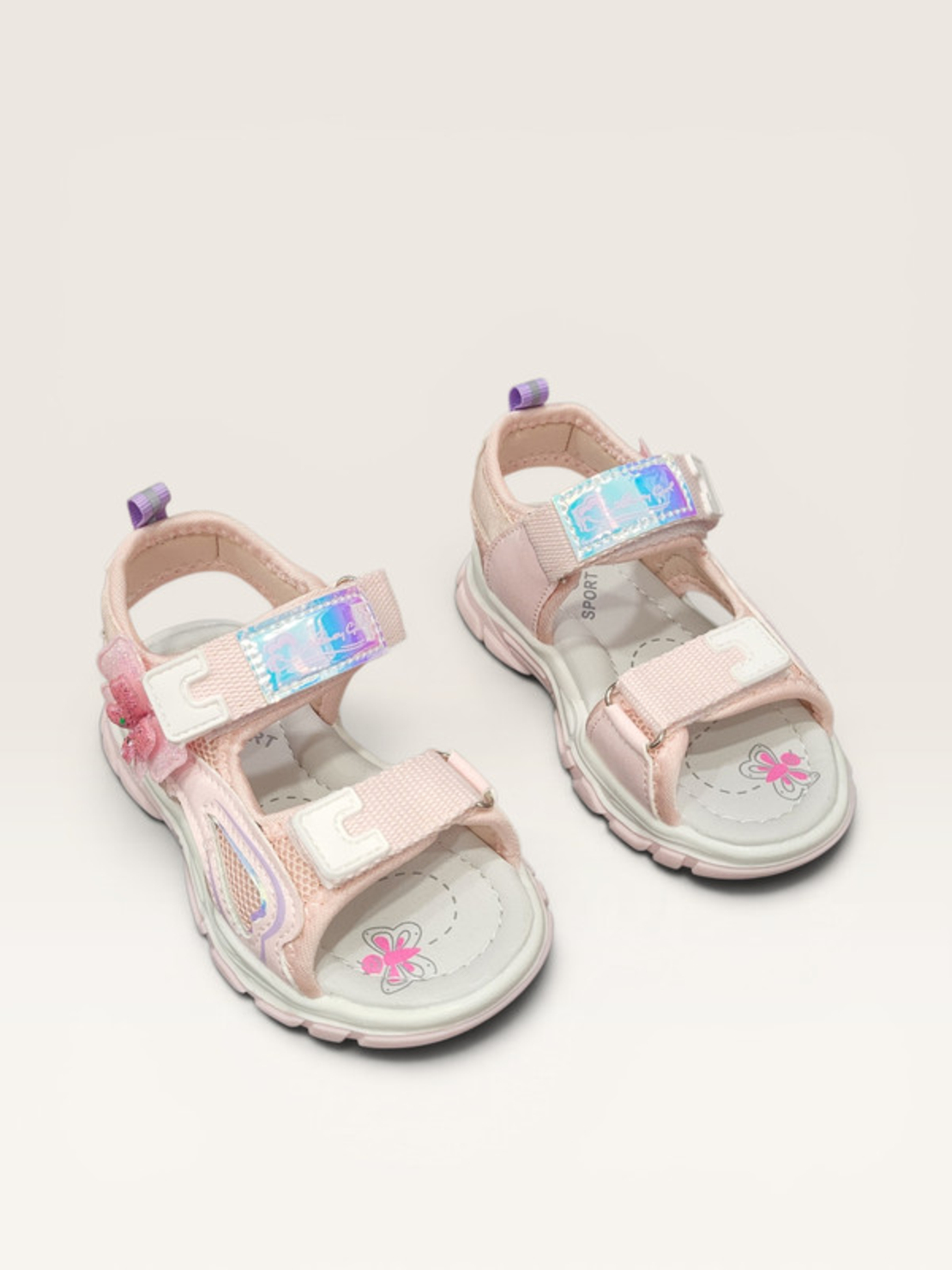 Детски сандали с цвете и блестящи детайли в розово G6-GY3055-1 pink