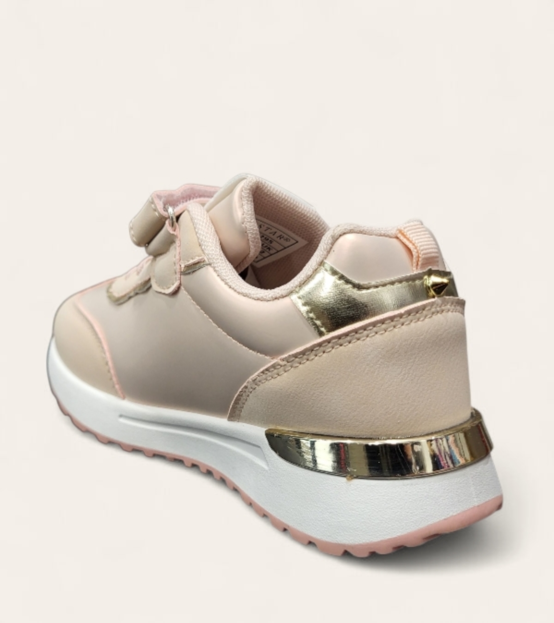 Детски маратонки в розово със златист акцент и велкро лепенка – W014295 Pink