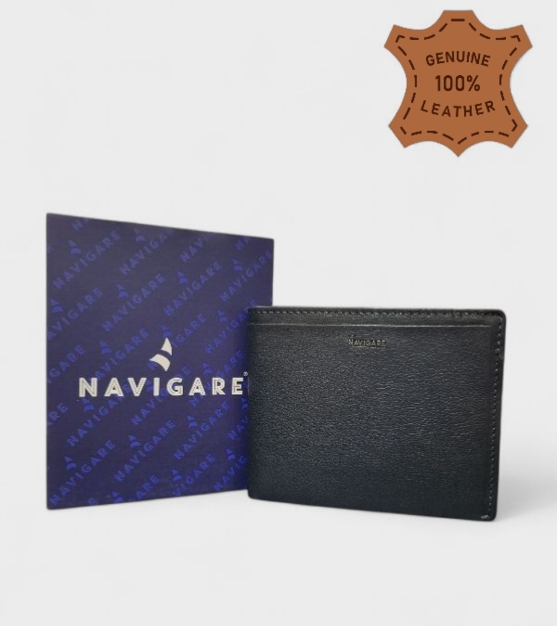 Мъжки портфейл от естествена кожа в син цвят марка NAVIGARE