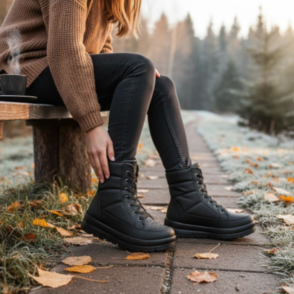 Дамски зимни боти с топъл хастар в черно B1103-1 black