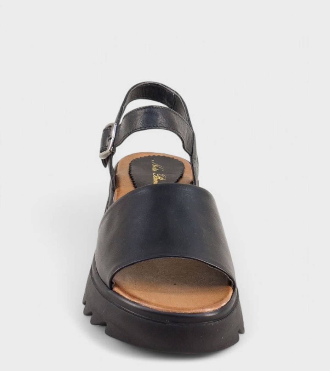 Дамски сандали от естествена кожа с платформа 5.5см, дизайн на PRADA – 22683-1498 NERO