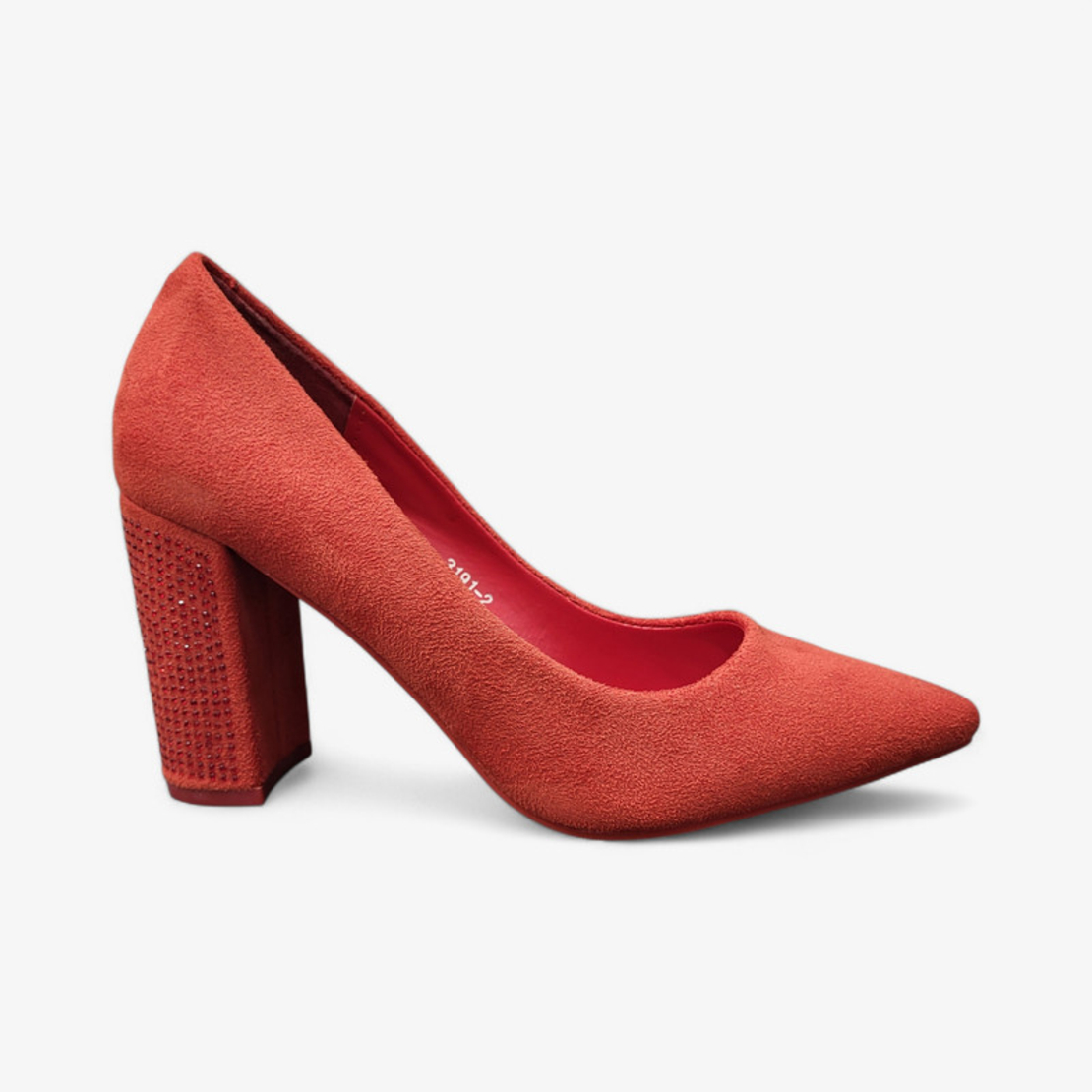 Дамски велурени обувки на висок ток в червено 3191-2