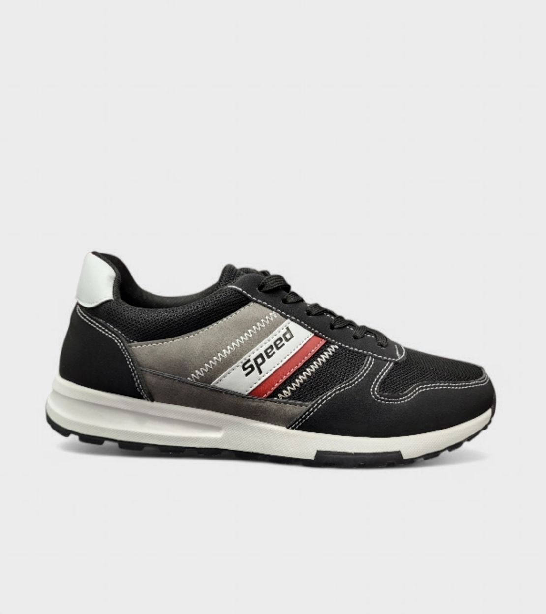 Мъжки спортни маратонки Speed в черно и сиво – 933 black