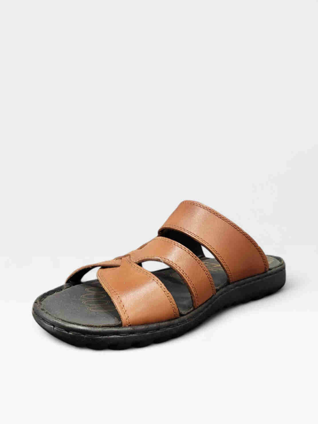 Мъжки кожени чехли в кафяво 415 brown