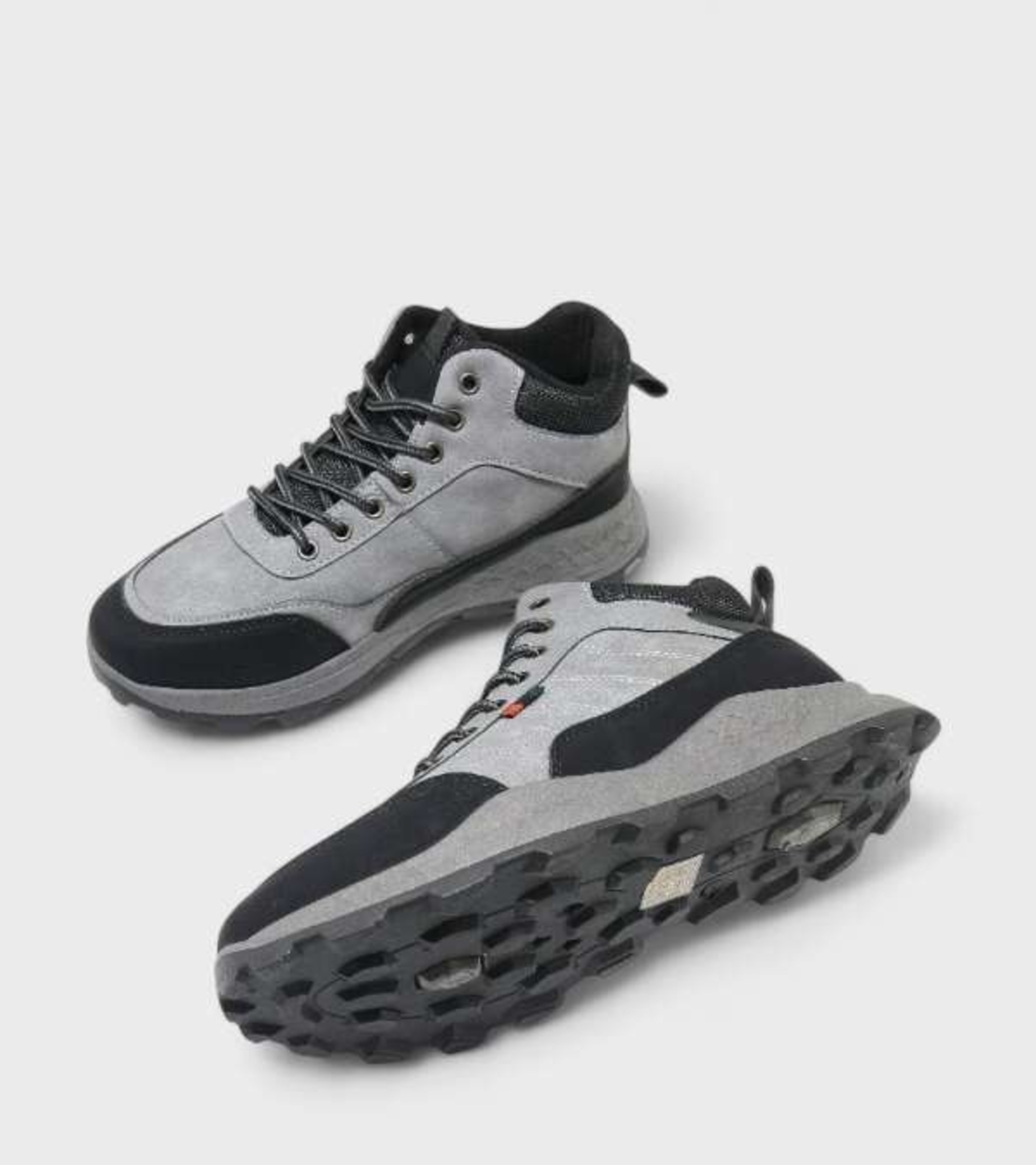 Спортни мъжки боти с връзки и цип в сив цвят M2425-2 Grey
