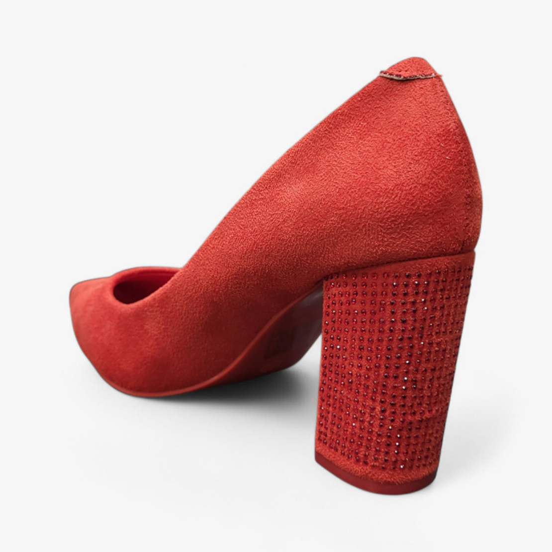 Дамски велурени обувки на висок ток в червено 3191-2