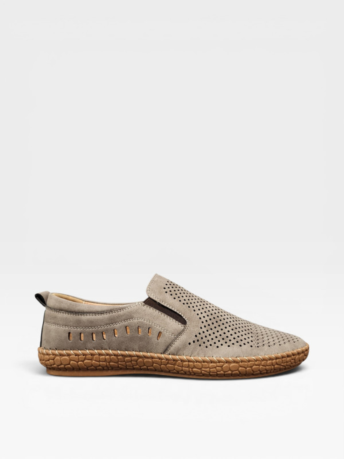 Мъжки мокасини  с перфорация в кафяво-бежово S573-3 Khaki