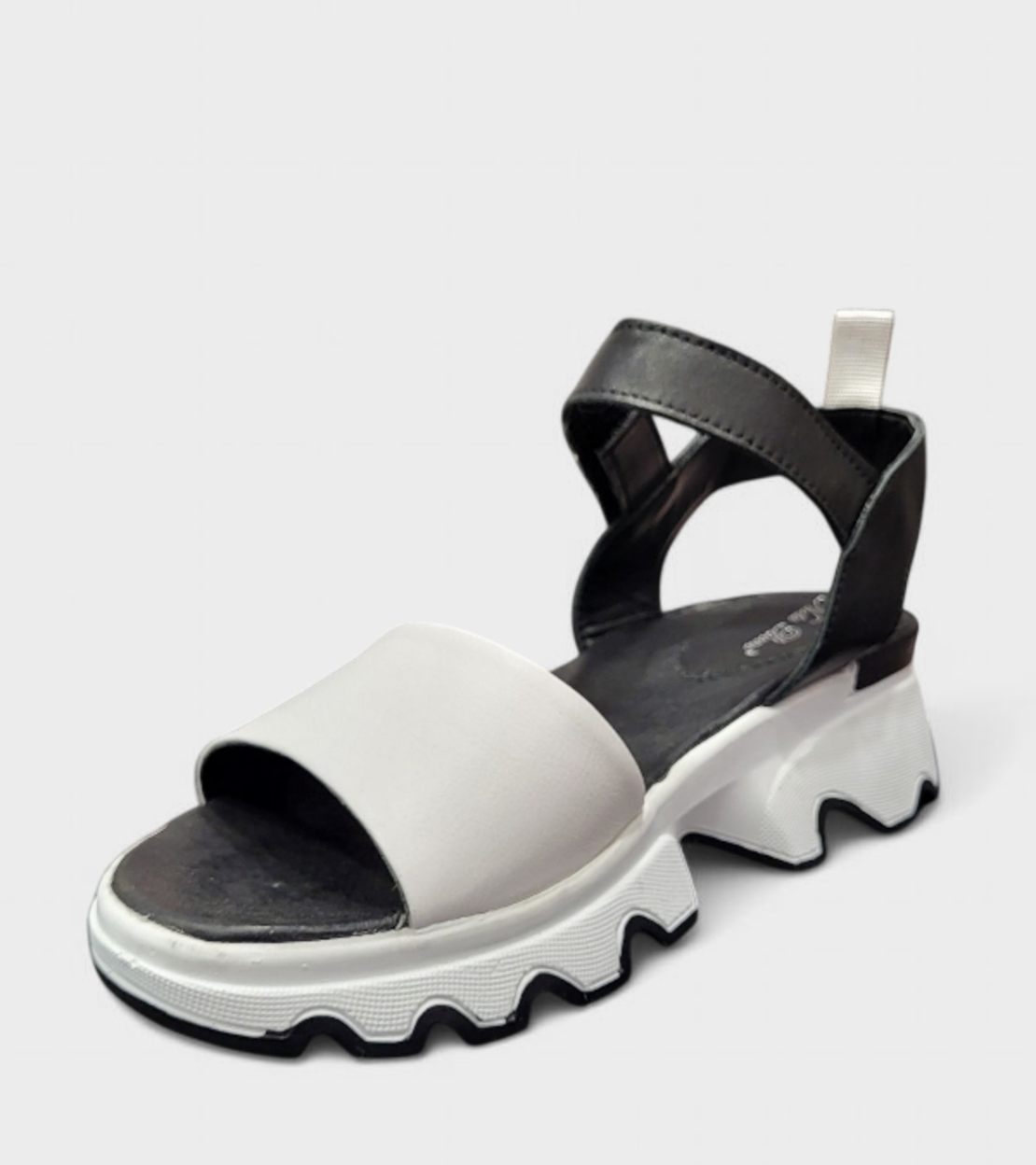 Модерни черно-бели сандали от естествена кожа с платформа 226206-1531 nero-white
