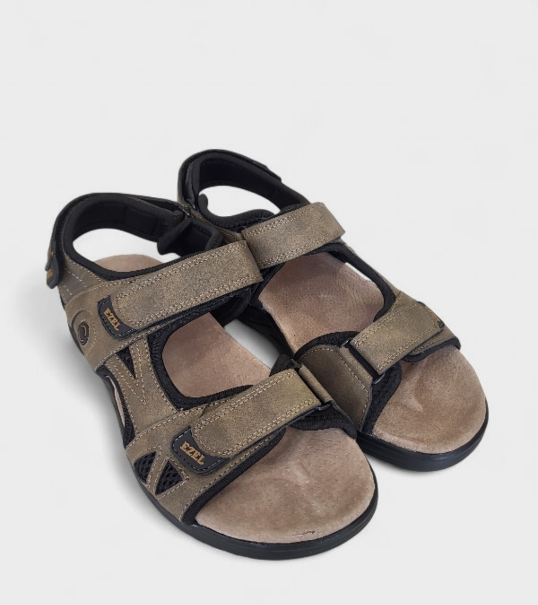 Мъжки сандали в цвят каки с велкро лепенки 2634-2 Khaki