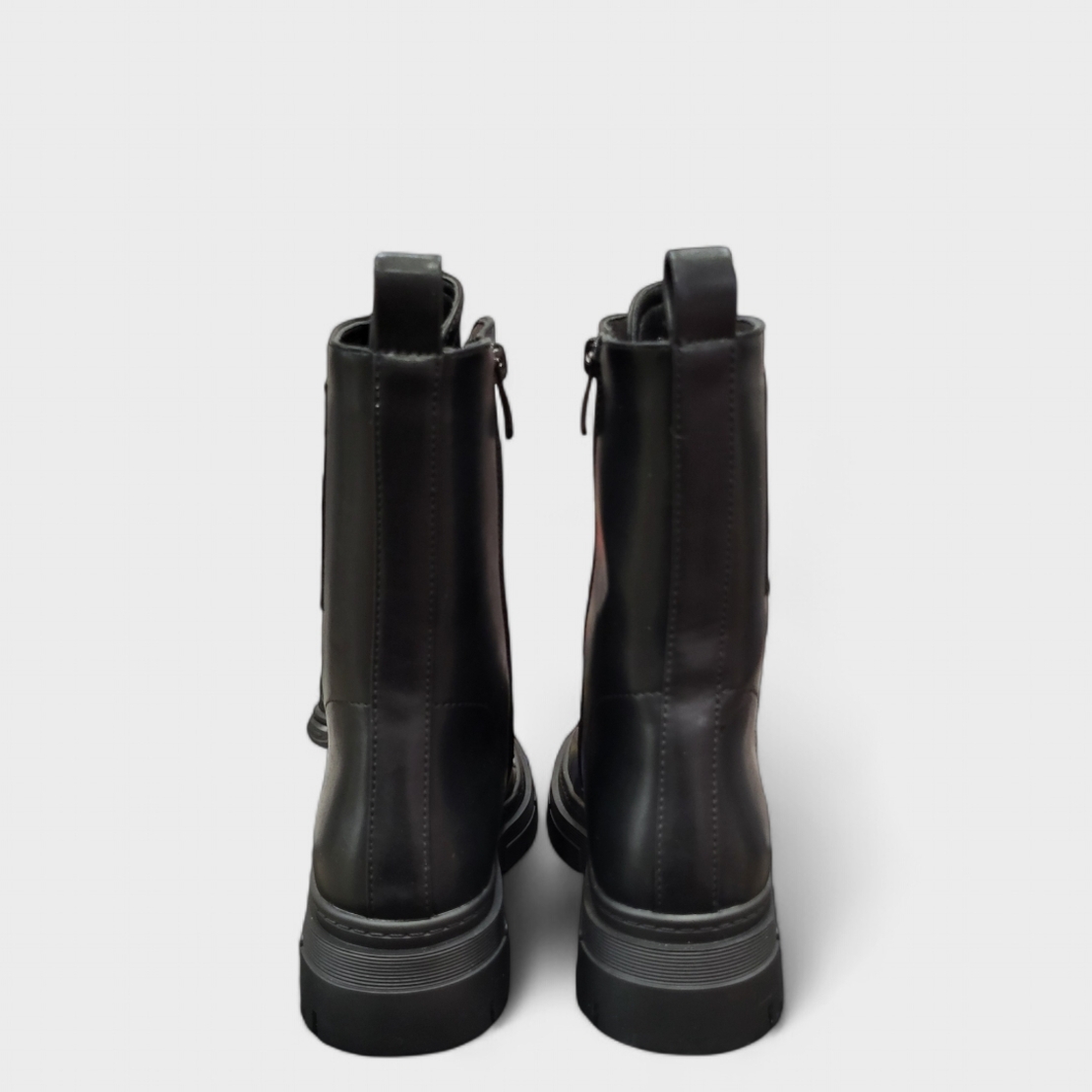 Високи дамски боти тип кубинки с връзки и цип модел: H029-1 black